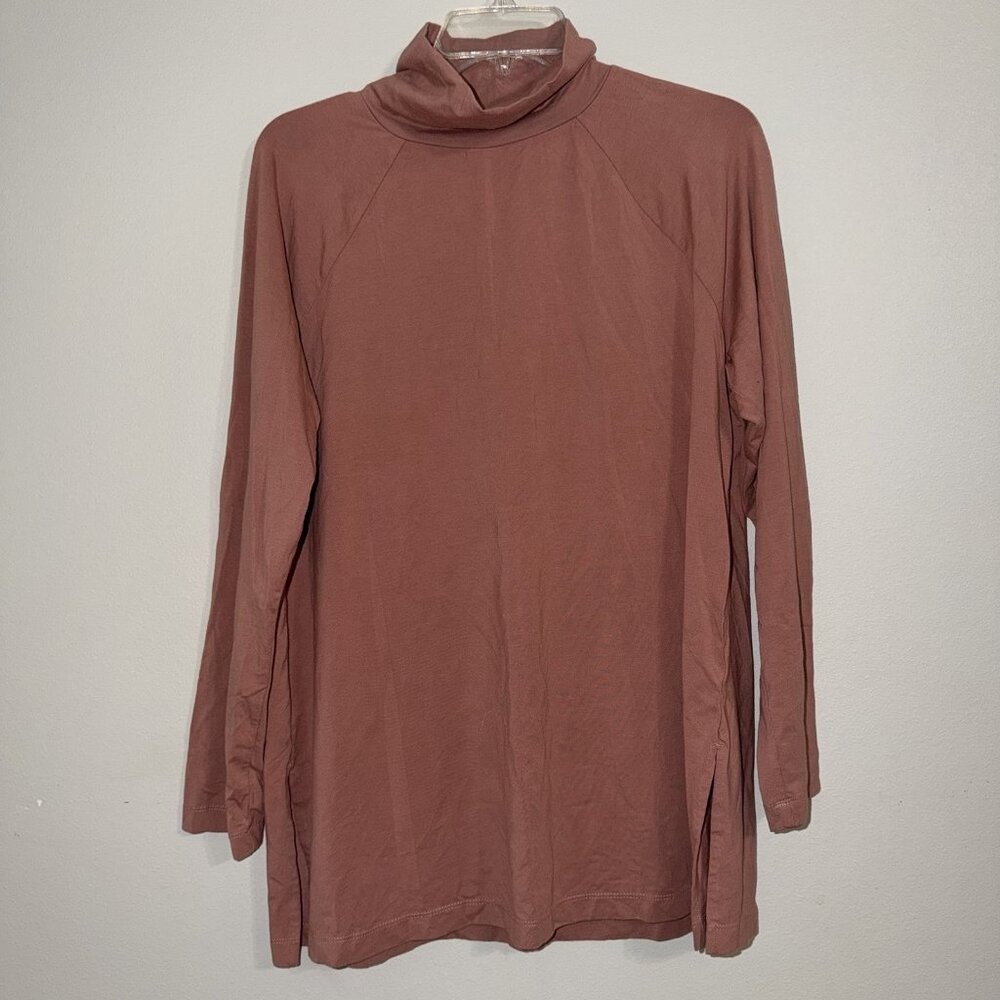 j. jill Luxe Supima Everyday Turtleneck Tunic Pink‎ Rose Classic Large Casual